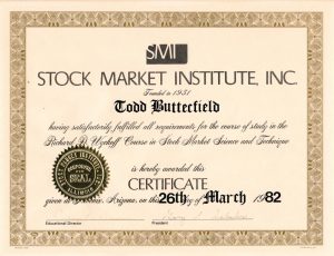 Wyckoff Stock Market Institute Certificate 1982